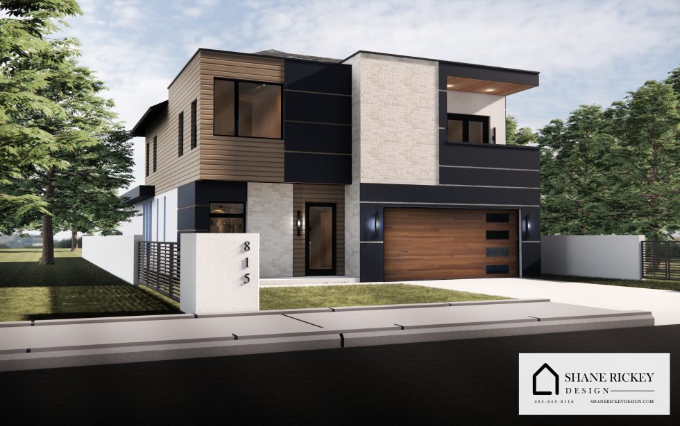 3D Render of modern home and landscaping